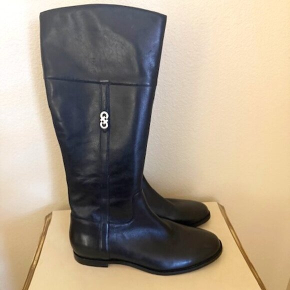 Cole Haan Women's Brennan Riding Boot - Extended Calf Black Leather - Picture 1 of 3